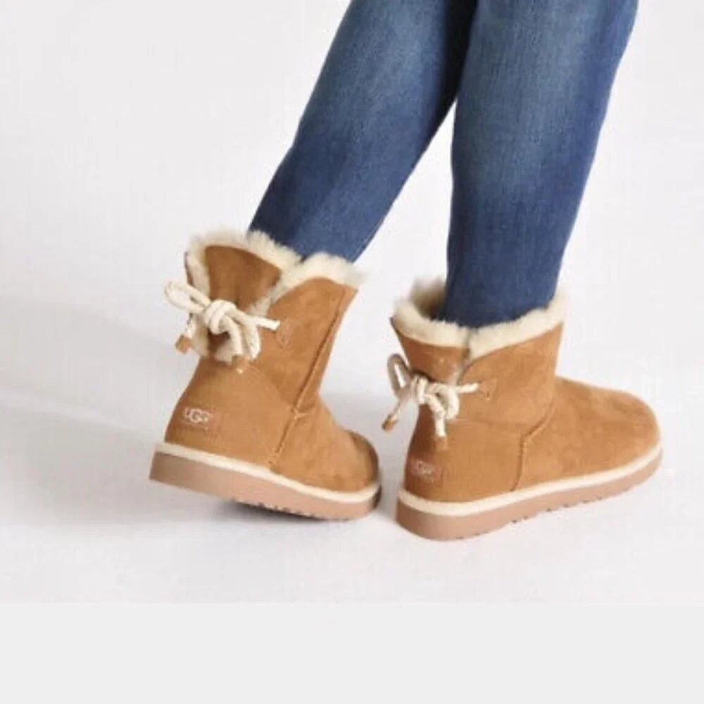 UGG Women's Tan Chestnut Selene Suede Ankle Winter Snow Boot Size 5‎